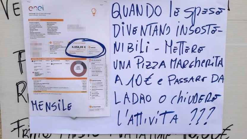 Insieme al conto della pizza anche la bolletta: scoppia il caso